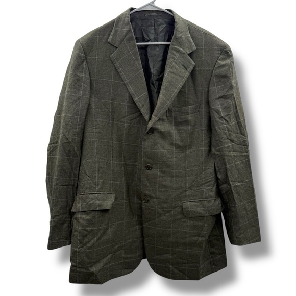 Brioni Blazer Men’s Size 54L IT Gray Plaid Pure‎ Cashmere Three Button Italy